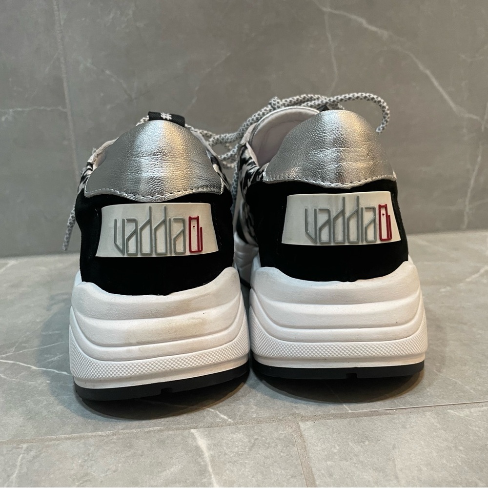 Vaddia Portuguese Shoes in Black and White Houndstooth Herringbone Print - Picture 5 of 9